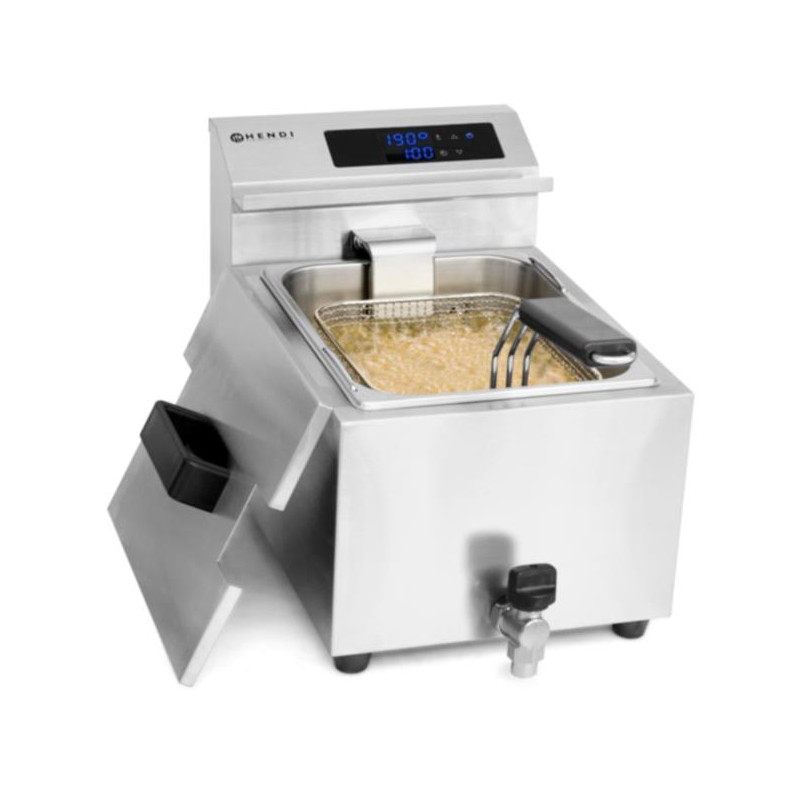 Frytownica z panelem cyfrowym Mastercook z kranem spustowym pojemność 2x8l