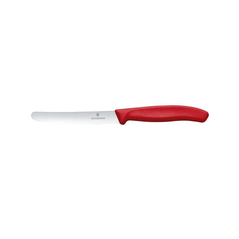Victorinox Swiss Classic Nóż do pomidorów, zaokrąglony czubek, ząbkowany, 11 cm, czerwony