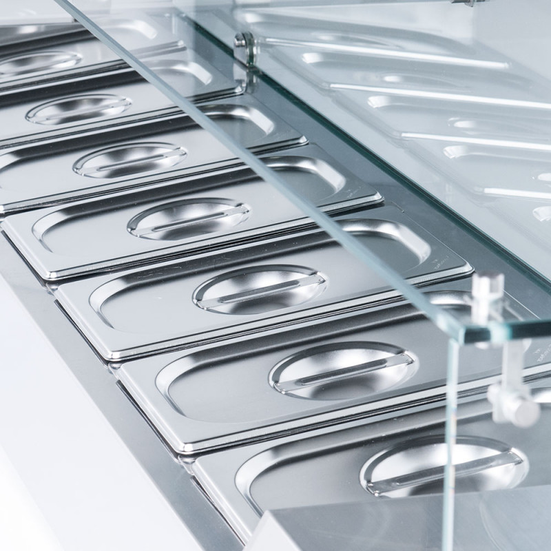 Witryna chłodnicza nastawna z szybą, 7 x GN 1/4