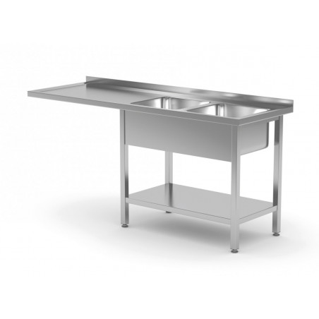 Stół ze zlewem dwukomorowym,półką i miejscem na zmywarkę lub lodówkę 2400x600x850mm