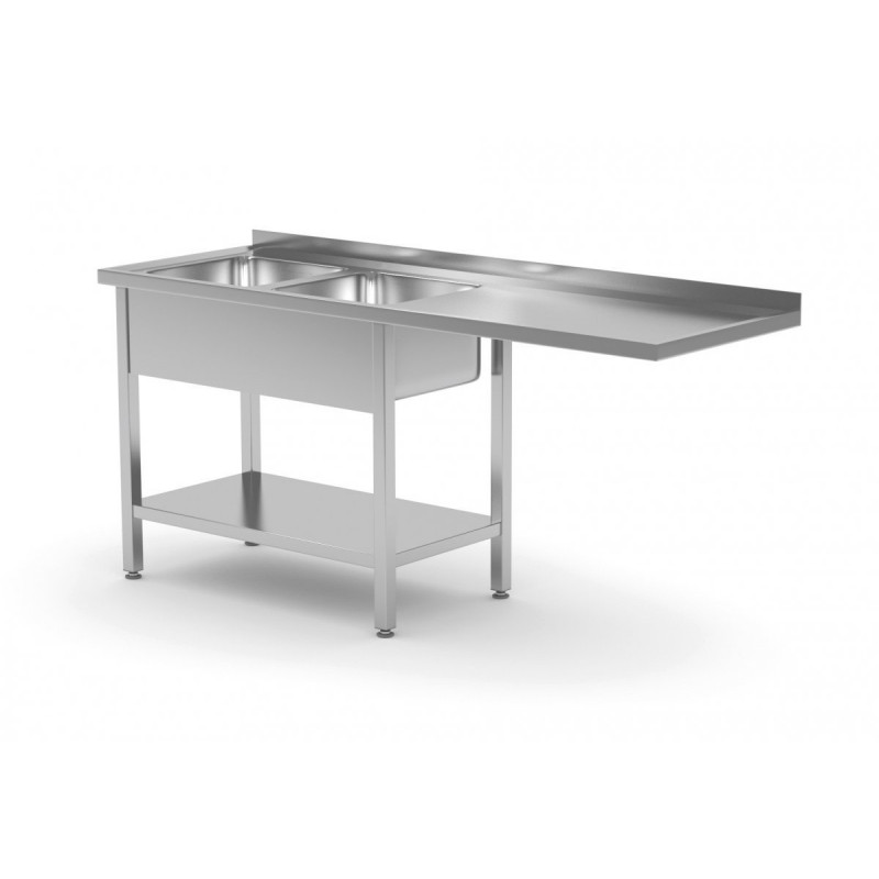 Stół ze zlewem dwukomorowym, półką i miejscem na zmywarkę lub lodówkę 2000x600x850mm