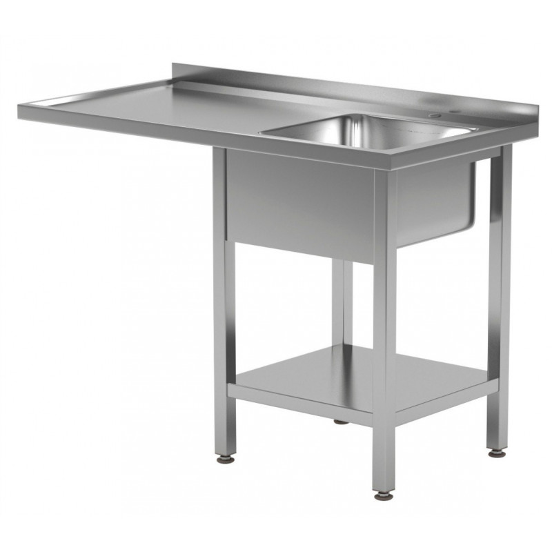 Stół ze zlewem jednokomorowym, półką i miejscem na zmywarkę lub lodówkę 1300x700x850mm