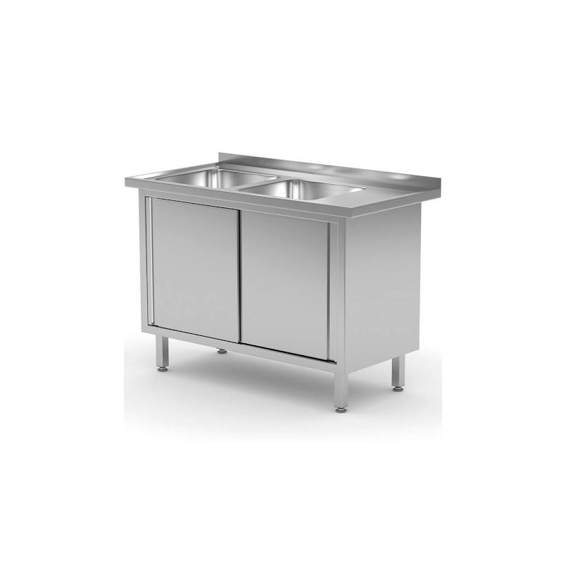 Stół ze zlewem dwukomorowym,szafka z drzwiami suwanymi 1700x700x850mm