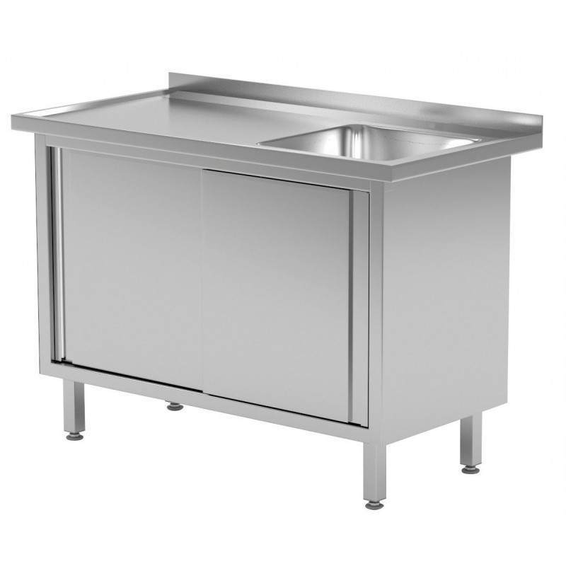 Stół ze zlewem jednokomorowym ,szafka z drzwiami suwanymi 1200x700x850mm