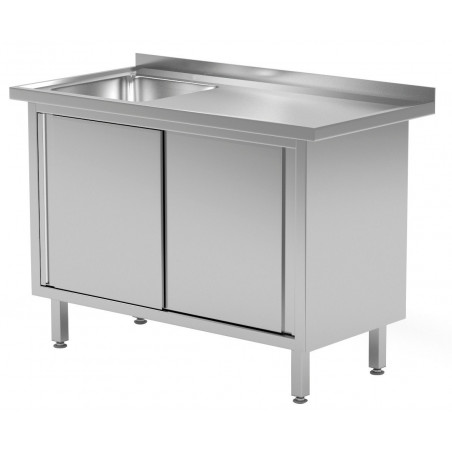 Stół ze zlewem jednokomorowym ,szafka z drzwiami suwanymi 1600x700x850mm