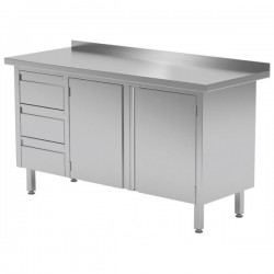 Stół przyścienny szafka z trzema szufladami i drzwiami na zawiasach 1100x700x850mm