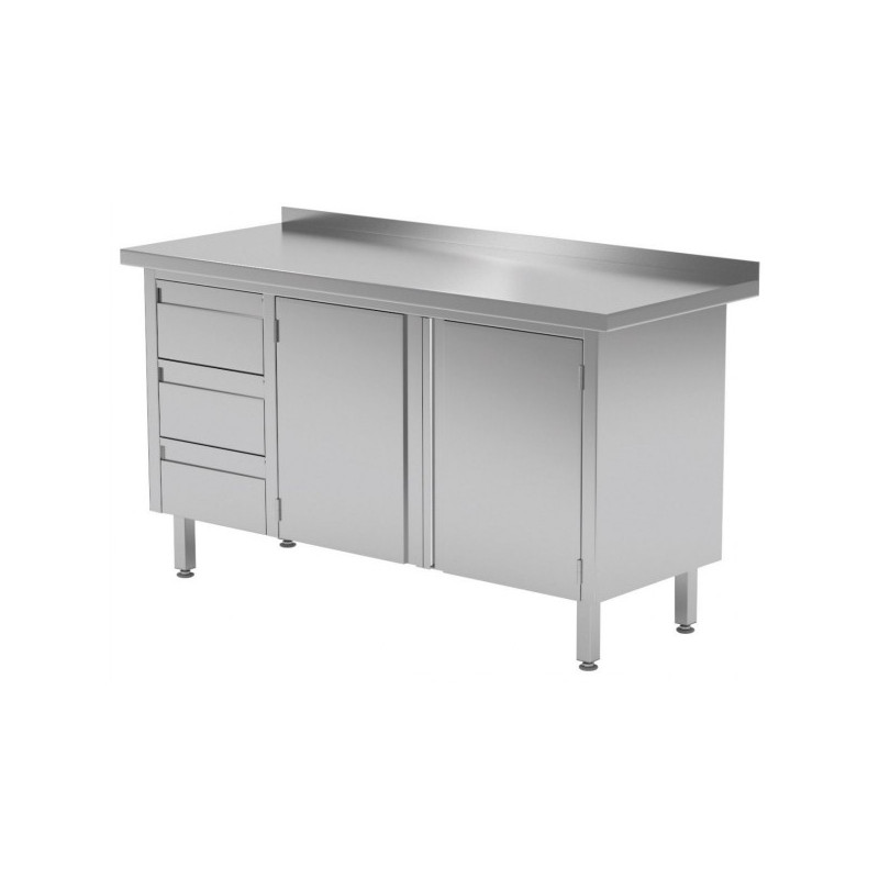 Stół przyścienny szafka z trzema szufladami i drzwiami na zawiasach 1400x600x850mm