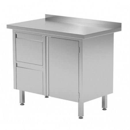 Stół przyścienny szafka z dwiema szufladami i drzwiami na zawiasach 830x700x850mm