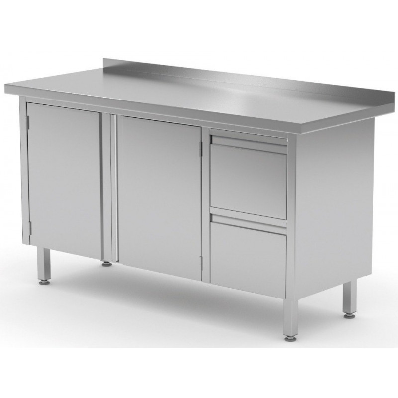 Stół przyścienny szafka z dwiema szufladami i drzwiami na zawiasach 1500x600x850mm