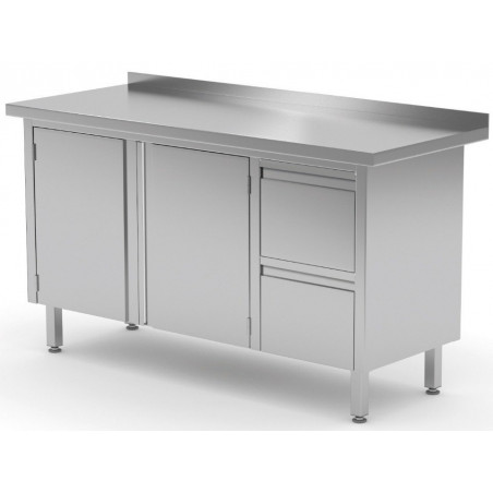 Stół przyścienny szafka z dwiema szufladami i drzwiami na zawiasach 1400x700x850mm