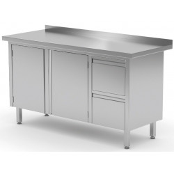 Stół przyścienny szafka z dwiema szufladami i drzwiami na zawiasach 1900x600x850mm