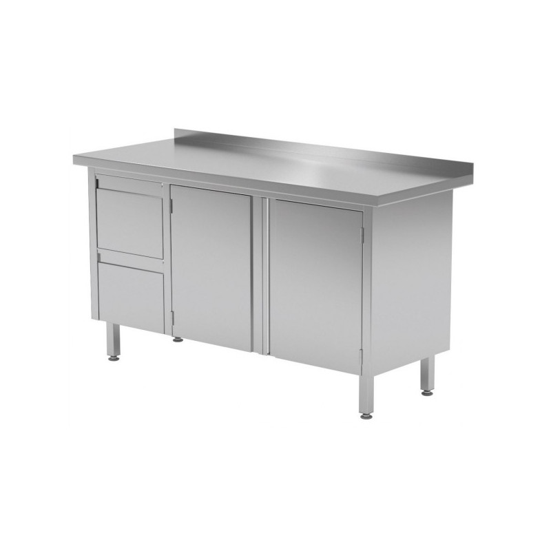 Stół przyścienny szafka z dwiema szufladami i drzwiami na zawiasach 1300x600x850mm