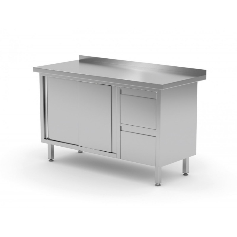 Stół przyścienny szafka z dwiema szufladami i drzwiami suwanymi 1700x700x850mm