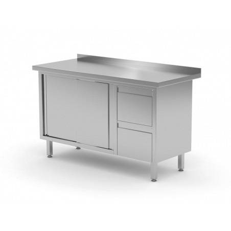 Stół przyścienny szafka z dwiema szufladami i drzwiami suwanymi 1200x600x850mm