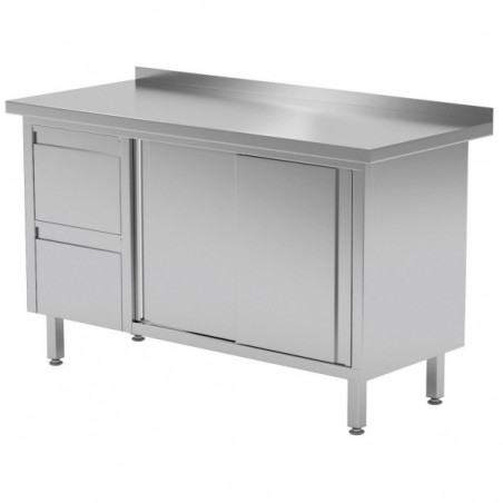 Stół przyścienny szafka z dwiema szufladami i drzwiami suwanymi 1900x600x850mm