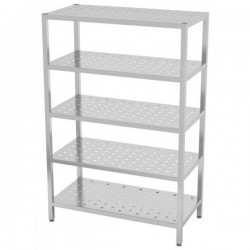 Regał magazynowy ze stali nierdzewnej perforowany 5-półkowy 1100x600x1800mm