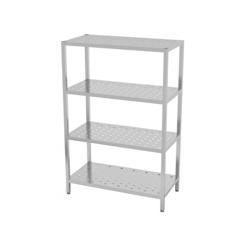 Regał magazynowy ze stali nierdzewnej perforowany 4-półkowy 1300x500x1800mm