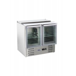 Stół chłodniczy sałatkowy z pokrywą uchylną 2-drzwiowy przeszklony Hendi | 236246