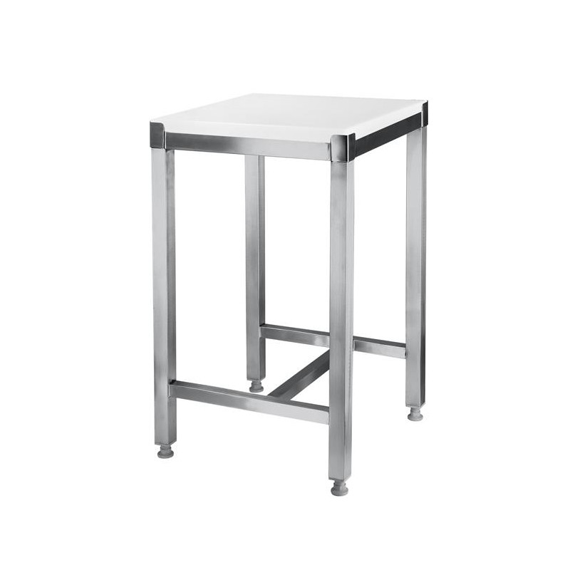 Kloc masarski z polietylenu z podstawą ze stali nierdzewnej, o wym. 500x400x830 mm