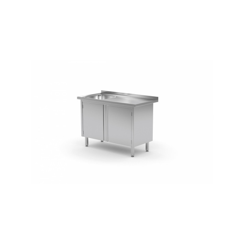 Stół ze zlewem jednokomorowym ,szafka z drzwiami na zawiasach 700x700x850mm