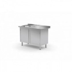 Stół ze zlewem jednokomorowym ,szafka z drzwiami na zawiasach 1000x700x850mm