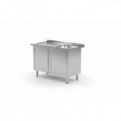 Stół ze zlewem jednokomorowym ,szafka z drzwiami na zawiasach 700x700x850mm