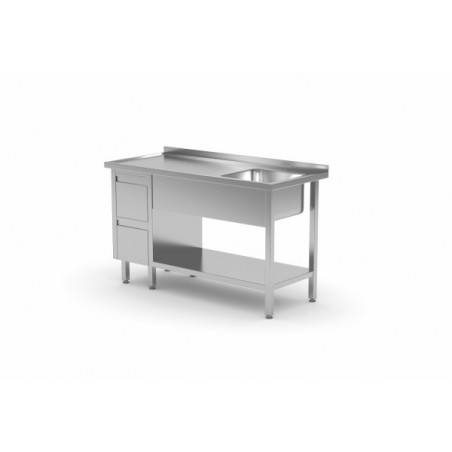 Stół ze zlewem jednokomorowym ,półką i szafką z dwiema szufladami 1900x600x850mm