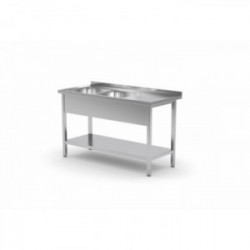 Stół ze zlewem dwukomorowym i półką 1300x700x850mm