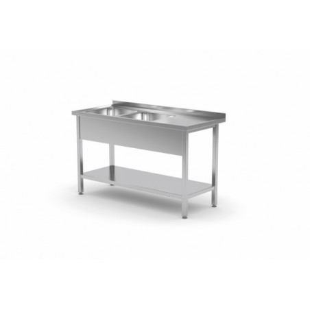 Stół ze zlewem dwukomorowym i półką 1900x700x850mm
